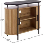 Meuble TV compact à portes coulissantes en MDF et acier, 100 cm (L) x 80,5 cm (H)