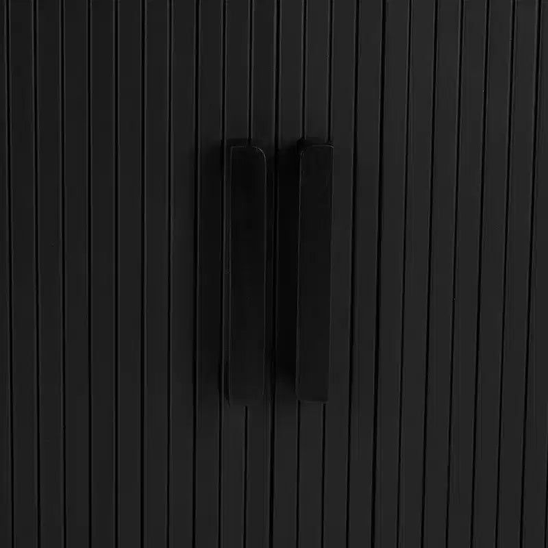 Meuble TV compact à portes coulissantes en MDF et acier, 100 cm (L) x 80,5 cm (H)