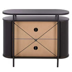 Meuble TV compact à portes coulissantes en MDF et acier, 100 cm (L) x 80,5 cm (H)