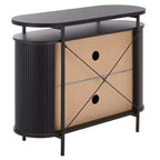 Meuble TV compact à portes coulissantes en MDF et acier, 100 cm (L) x 80,5 cm (H)