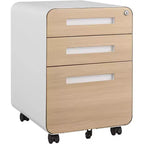 3 Drawer Mobile File Cabinet with Lock 5 Wheel Anti Tilt for A4 Letter Legal Size Under Desk, Fully Assembled