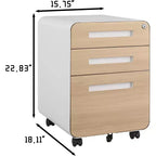 Classeur mobile en acier à 3 tiroirs avec serrure et roulettes Hauteur 58 cm
