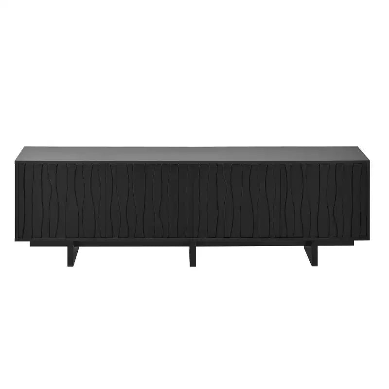Meuble TV en MDF, finition grain de bois et portes à ouverture par pression, 176,8 cm (L) x 52,8 cm (H)