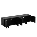 Meuble TV en MDF, finition grain de bois et portes à ouverture par pression, 176,8 cm (L) x 52,8 cm (H)