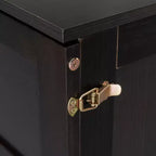 Lit escamotable complet en contreplaqué et MDF avec façade en rotin et tiroirs de rangement