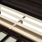Lit escamotable complet en contreplaqué et MDF avec façade en rotin et tiroirs de rangement