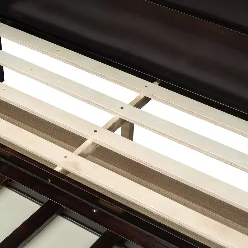 Lit escamotable complet en contreplaqué et MDF avec façade en rotin et tiroirs de rangement