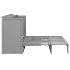 Lit escamotable complet en contreplaqué et MDF avec façade en rotin et tiroirs de rangement