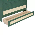 Lit escamotable complet en contreplaqué et MDF avec façade en rotin et tiroirs de rangement