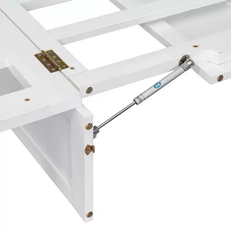 Lit escamotable complet en contreplaqué et MDF avec façade en rotin et tiroirs de rangement