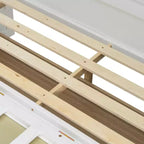 Lit escamotable complet en contreplaqué et MDF avec façade en rotin et tiroirs de rangement