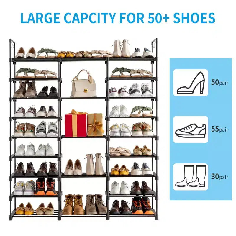 Range-chaussures à 9 niveaux en métal et plastique 127 cm P x 29,8 cm L x 158,1 cm H