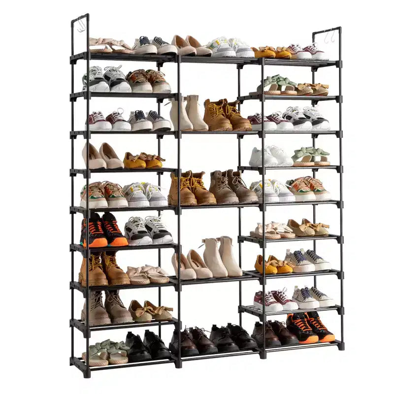 Range-chaussures à 9 niveaux en métal et plastique 127 cm P x 29,8 cm L x 158,1 cm H