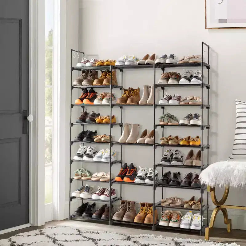 Range-chaussures à 9 niveaux en métal et plastique 127 cm P x 29,8 cm L x 158,1 cm H