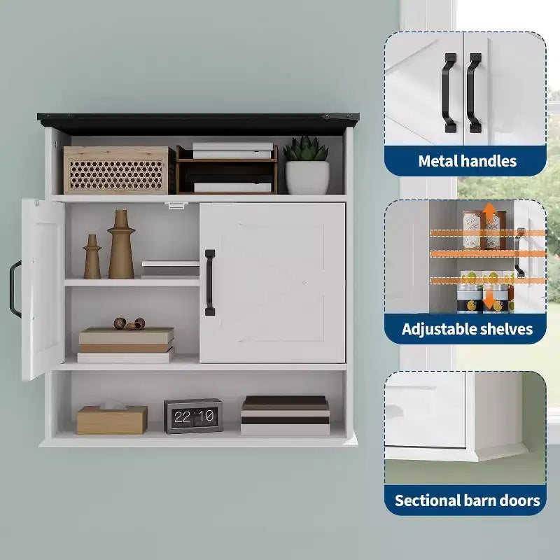 Armoire à pharmacie murale en panneaux de particules avec porte coulissante de 63,5 cm H x 60 cm L