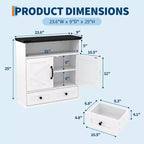 Armoire à pharmacie murale en panneaux de particules avec porte coulissante de 63,5 cm H x 60 cm L