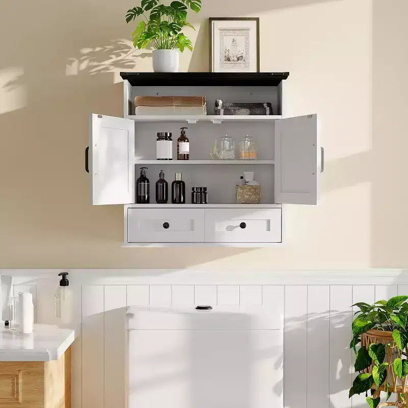 Armoire à pharmacie murale en panneaux de particules avec porte coulissante de 63,5 cm H x 60 cm L
