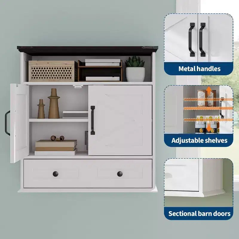 Armoire à pharmacie murale en panneaux de particules avec porte coulissante de 63,5 cm H x 60 cm L