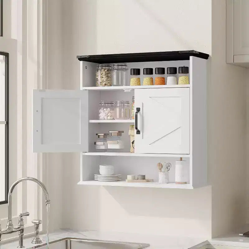 Armoire à pharmacie murale en panneaux de particules avec porte coulissante de 63,5 cm H x 60 cm L