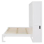 Lit escamotable Queen en contreplaqué et MDF avec armoire en rotin 68.9''H x 67.3''W