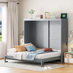 Lit escamotable Queen en contreplaqué et MDF avec armoire en rotin 68.9''H x 67.3''W