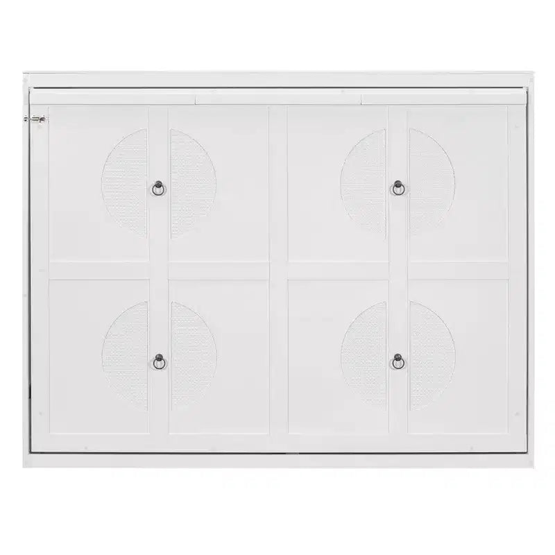 Lit escamotable Queen en contreplaqué et MDF avec armoire en rotin 68.9''H x 67.3''W