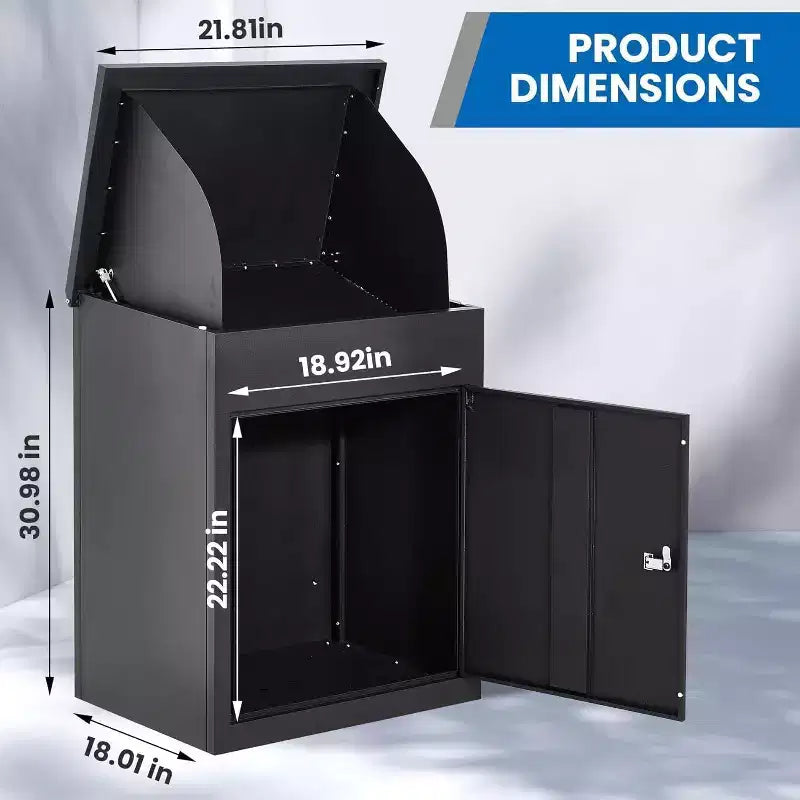 Boîte de dépôt de colis extérieure en acier galvanisé de 109,9 cm de haut, à fixer au mur ou au sol