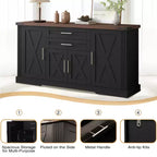 Meuble de rangement de ferme en MDF avec portes coulissantes et tiroirs 160 cm (L) x 81 cm (H)