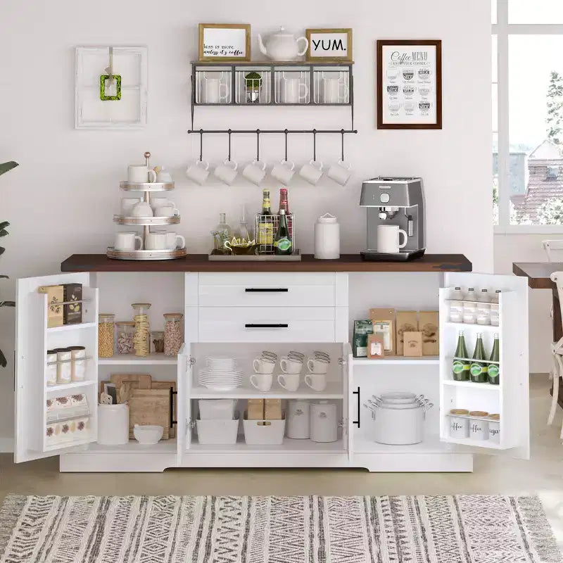 Meuble de rangement de ferme en MDF avec portes coulissantes et tiroirs 160 cm (L) x 81 cm (H)