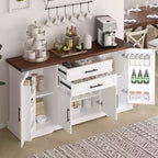 Meuble de rangement de ferme en MDF avec portes coulissantes et tiroirs 160 cm (L) x 81 cm (H)