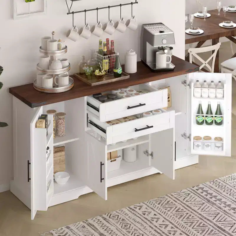 Meuble de rangement de ferme en MDF avec portes coulissantes et tiroirs 160 cm (L) x 81 cm (H)