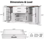 Meuble de rangement de ferme en MDF avec portes coulissantes et tiroirs 160 cm (L) x 81 cm (H)