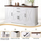 Meuble de rangement de ferme en MDF avec portes coulissantes et tiroirs 160 cm (L) x 81 cm (H)