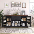 Meuble de rangement de ferme en MDF avec portes coulissantes et tiroirs 160 cm (L) x 81 cm (H)