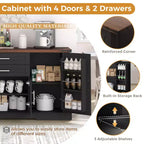 Meuble de rangement de ferme en MDF avec portes coulissantes et tiroirs 160 cm (L) x 81 cm (H)