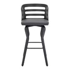 HomeRoots 29 Gray And Black Faux Leather And Iron Swivel Low Back Bar Height Bar Chair