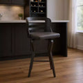Chaise de bar pivotante en fer et similicuir dossier bas 99 cm H