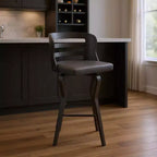Chaise de bar pivotante en fer et similicuir dossier bas 99 cm H