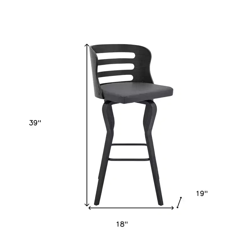 Chaise de bar pivotante en fer et similicuir dossier bas 99 cm H