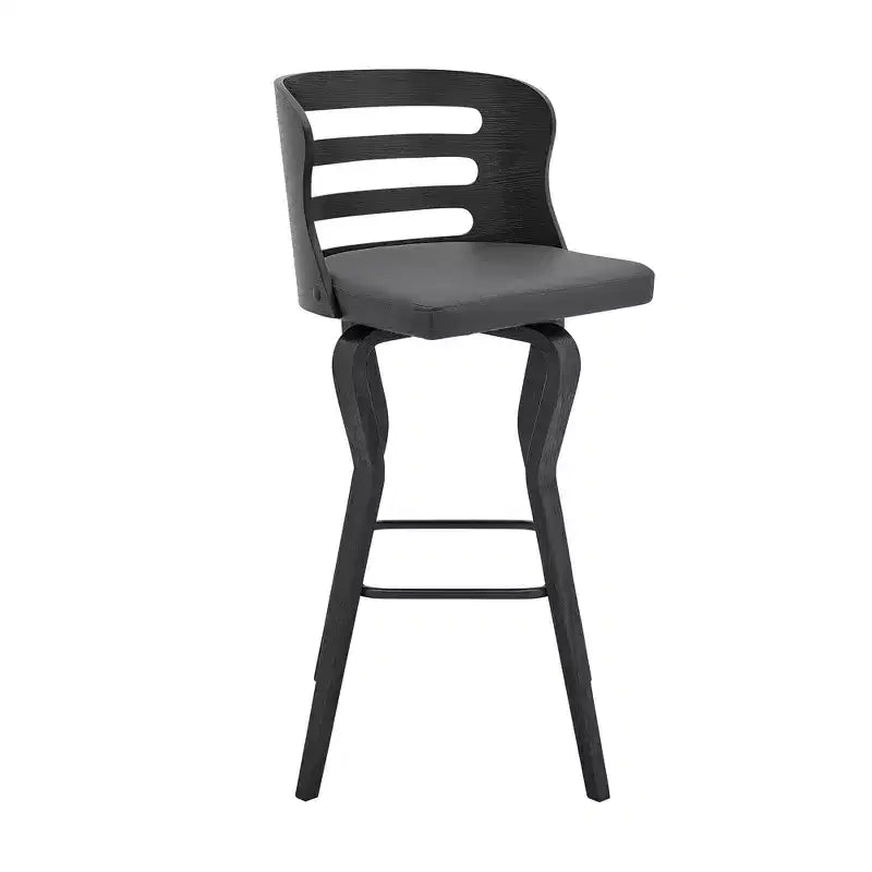 Chaise de bar pivotante en fer et similicuir dossier bas 99 cm H