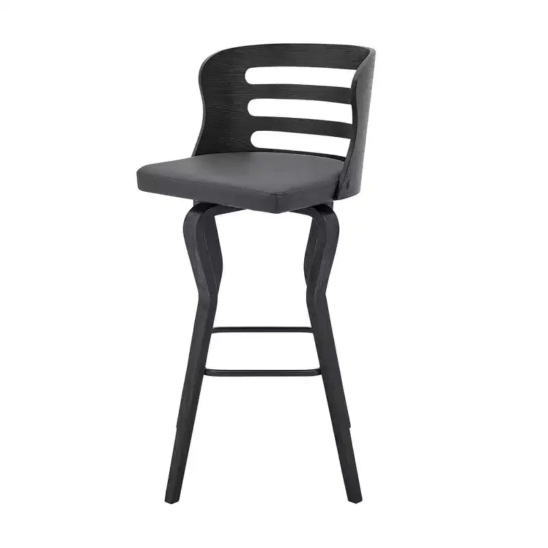 Chaise de bar pivotante en fer et similicuir dossier bas 99 cm H
