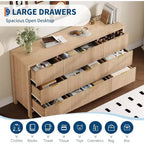 Commode cannelée 9 tiroirs en noyer 39,6 cm P x 148,6 cm L x 80 cm H