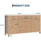 Commode cannelée 9 tiroirs en noyer 39,6 cm P x 148,6 cm L x 80 cm H