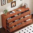 Commode cannelée 9 tiroirs en noyer 39,6 cm P x 148,6 cm L x 80 cm H