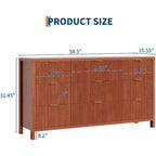 Commode cannelée 9 tiroirs en noyer 39,6 cm P x 148,6 cm L x 80 cm H