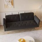 Canapé convertible en bois et velours 177cm L x 87.6cm H
