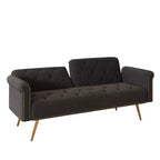 Canapé convertible en bois et velours 177cm L x 87.6cm H