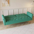 Canapé convertible en bois et velours 177cm L x 87.6cm H
