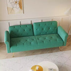Canapé convertible en bois et velours 177cm L x 87.6cm H