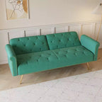 Canapé convertible en bois et velours 177cm L x 87.6cm H